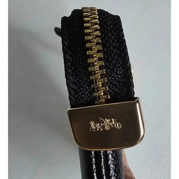 COACH ZIP WRISTLET F73044 WITH CHAIN BLACK CROSSGRAIN LEATHER NEW NWOT - Picture 7 of 7